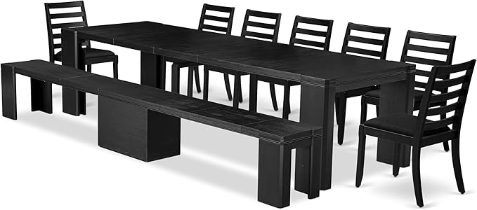 X07X1-B06-24 9-pc Modern Dining Room Table Set a Rectangular Dining Table and 2 - Image 2