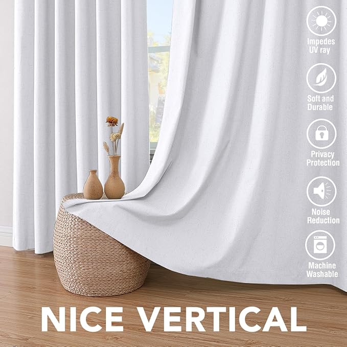 H.VERSAILTEX Linen Blackout Curtains 63 Inches Long 100% Blackout Thermal - Image 7
