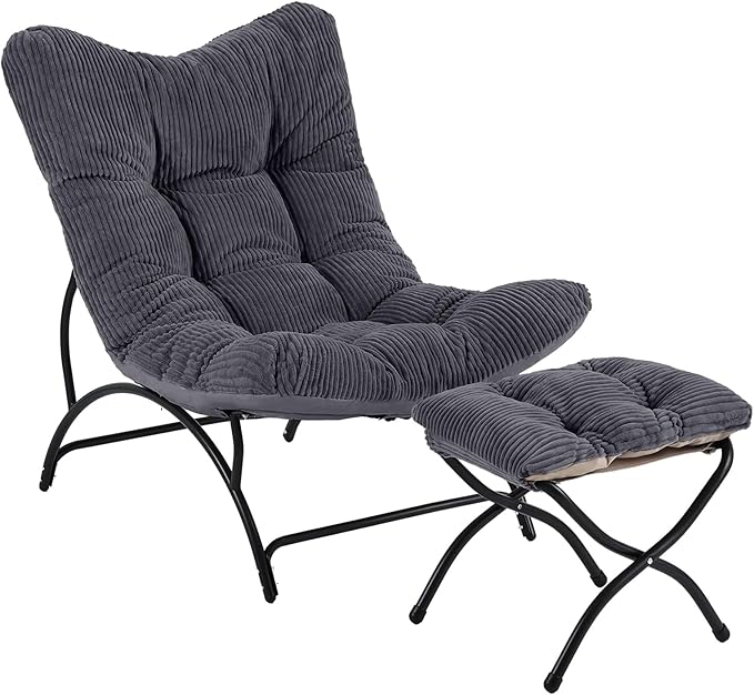 Welnow Accent Chair with Ottoman, Lounge Comfy Soft Leisure Metal Frame Reading by LifeGetsBetterWithWelnow