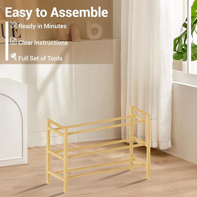 Haddockway Bamboo Shoe Rack for Closet, Free Standing Shoe Organizer - Image 4