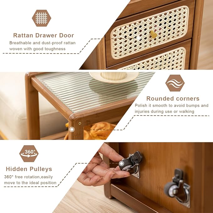 Bamboo & Rattan Side Table - Image 4