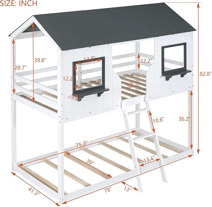 Ball & Cast Twin Over Twin Size Playhouse Bunk Bed - Image 2