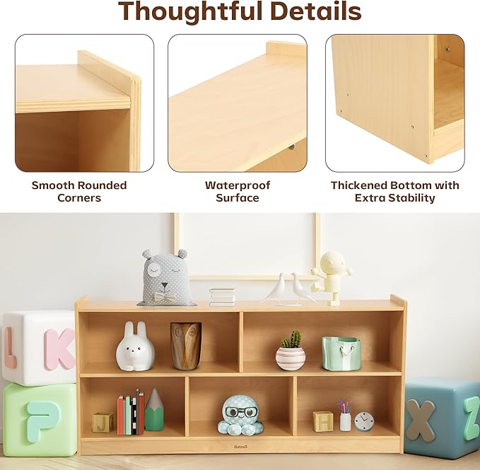 Toy Storage Organizer for Kids Room, Wooden Kids Bookshelf for Classroom - Image 6