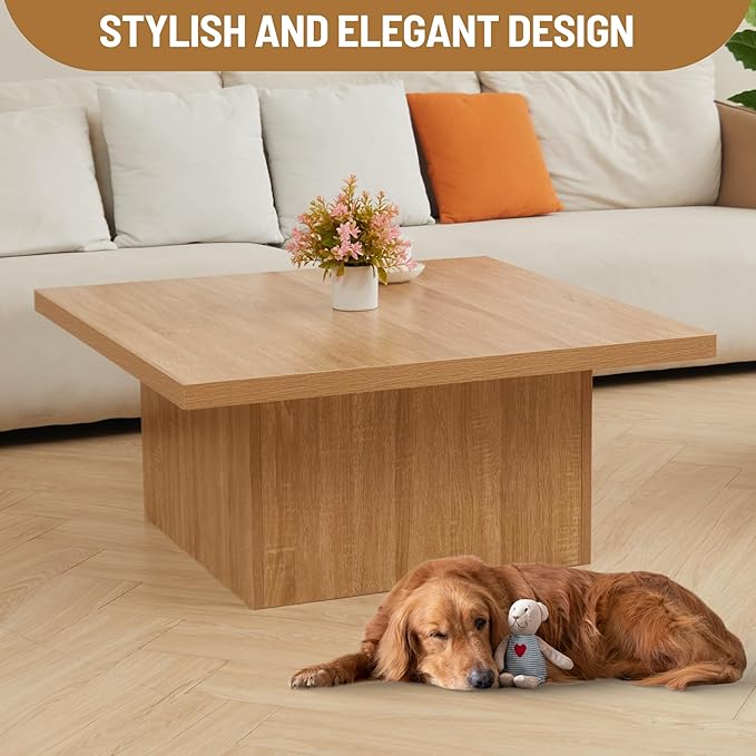 Square Cocktail Living Room Coffee Table Engineered Eco-Friendly Wood Look - Image 5