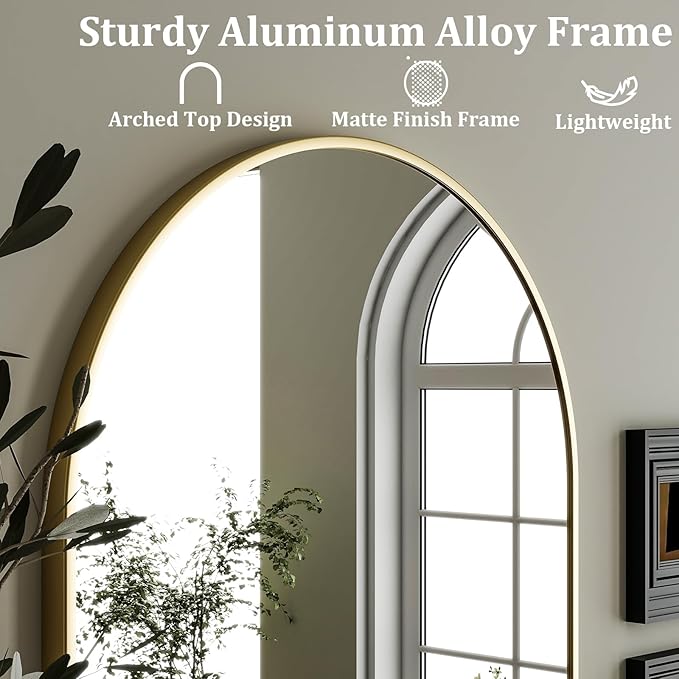 HARRITPURE Arched Wall Mirror 24"x36" – Gold Metal Frame Vanity Mirrors - Image 4