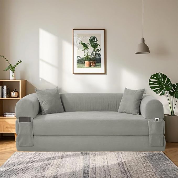 80" Convertible Sofa Bed, 3-in-1 Corduroy Folding Pull Out Couch - Image 8