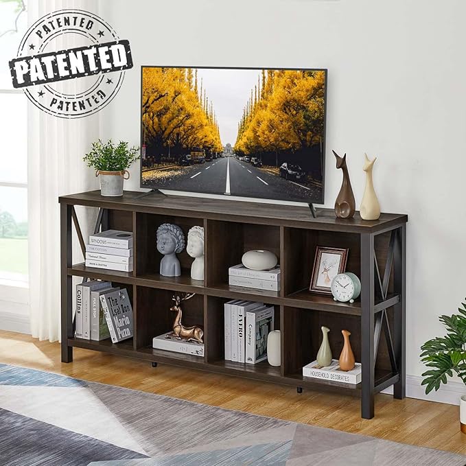 FATORRI 8 Cube Storage Organizer Bookshelf, Rustic Wood Cubby Bookcase - Image 3