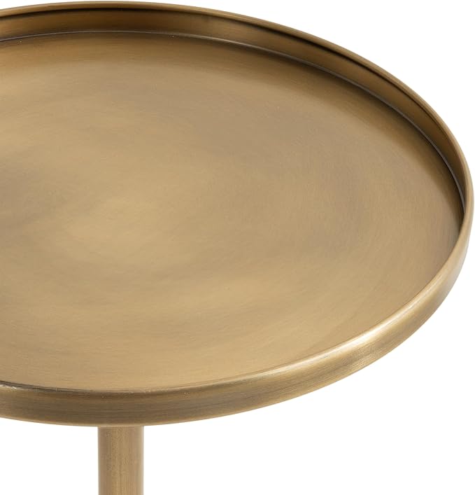 Kate and Laurel Tira Elegant Round Side Table, 14 x 24, Brass and Black - Image 6