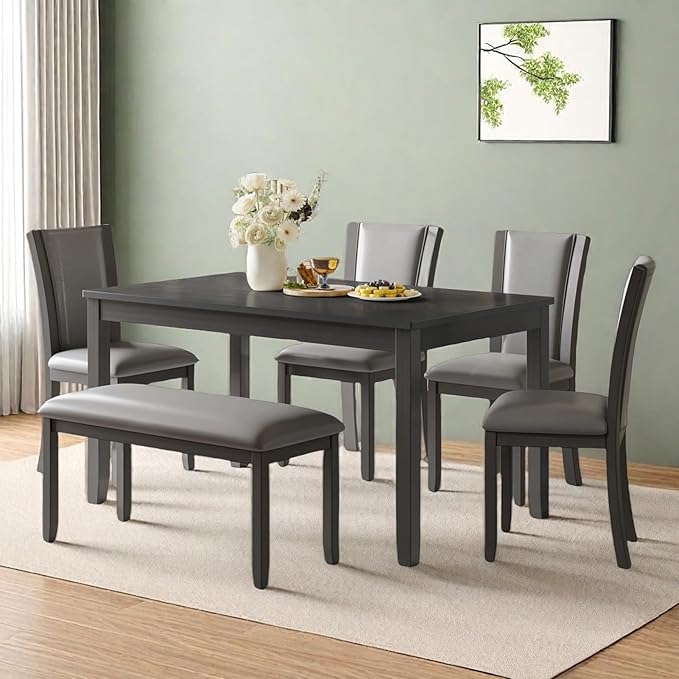Dining Table Set for 5, 6-Piece Kitchen Table & Chairs Set - Image 2