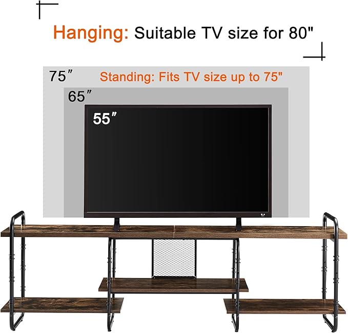 VECELO TV Stands up to 75 Inch, Entertainment Center/Media Console Table - Image 6