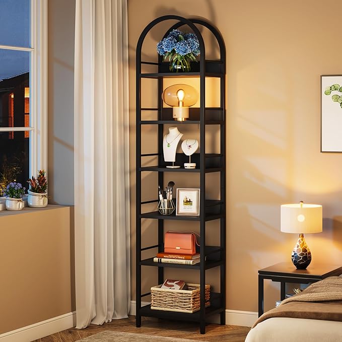 Tribesigns 6-Tier Open Bookshelf, 78.7" Tall Arched Bookcase Narrow Bookshelf - Image 7