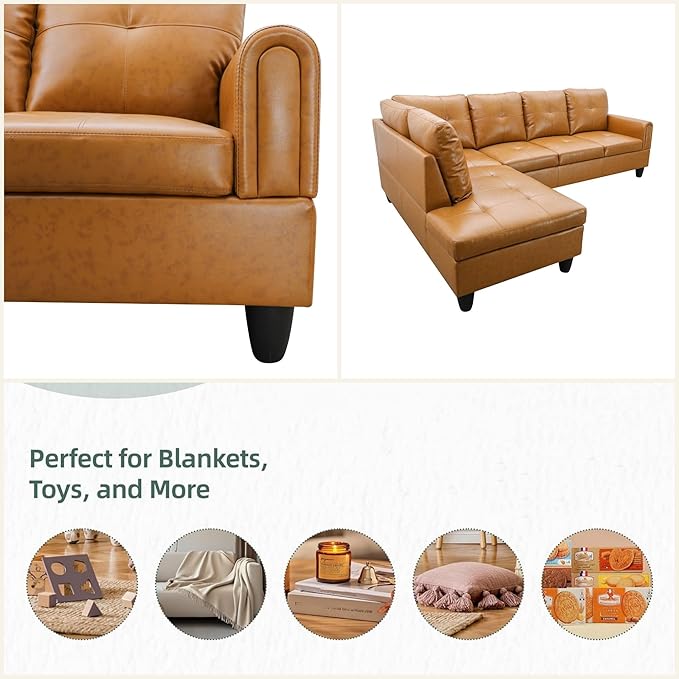 L Shaped Sectional Couches, Leather Couch Modular Sectional Sofa - Image 4