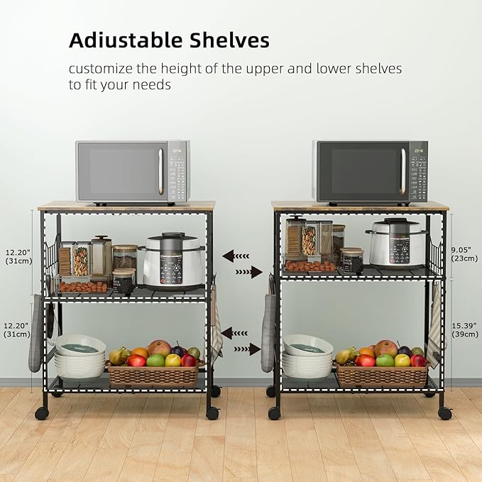 Rolling Kitchen Microwave Cart - Image 6