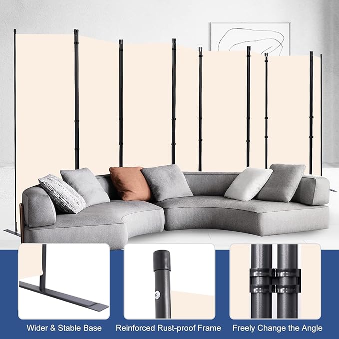 Room Divider and Folding Privacy Screens， Large 8 Panel Room Divider Wall Screen - Image 2