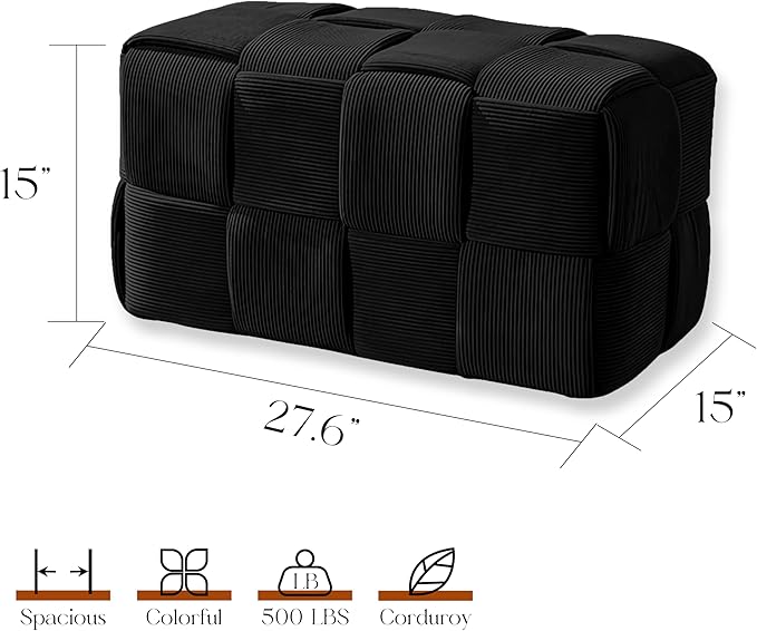 Ottoman Foot Rest Soft and Comfortable Ottoman Square Corduroy Woven Design - Image 3