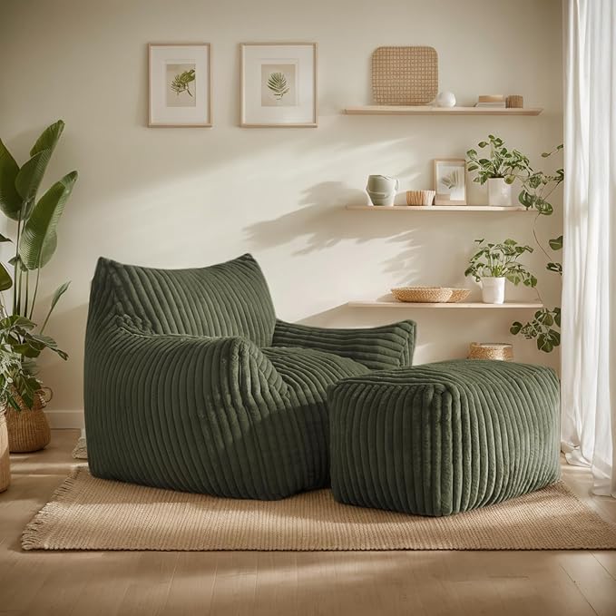 Giant Bean Bag Chairs for Adults, Oversized Chaise Lounge Chair Indoor by LivingGiving
