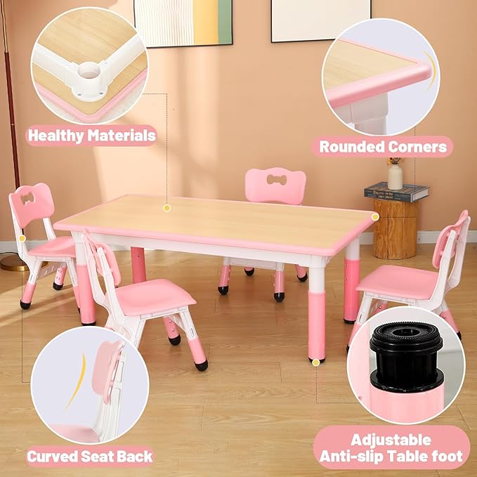 FUNLIO Kids Table and 4 Chairs Set - Image 5