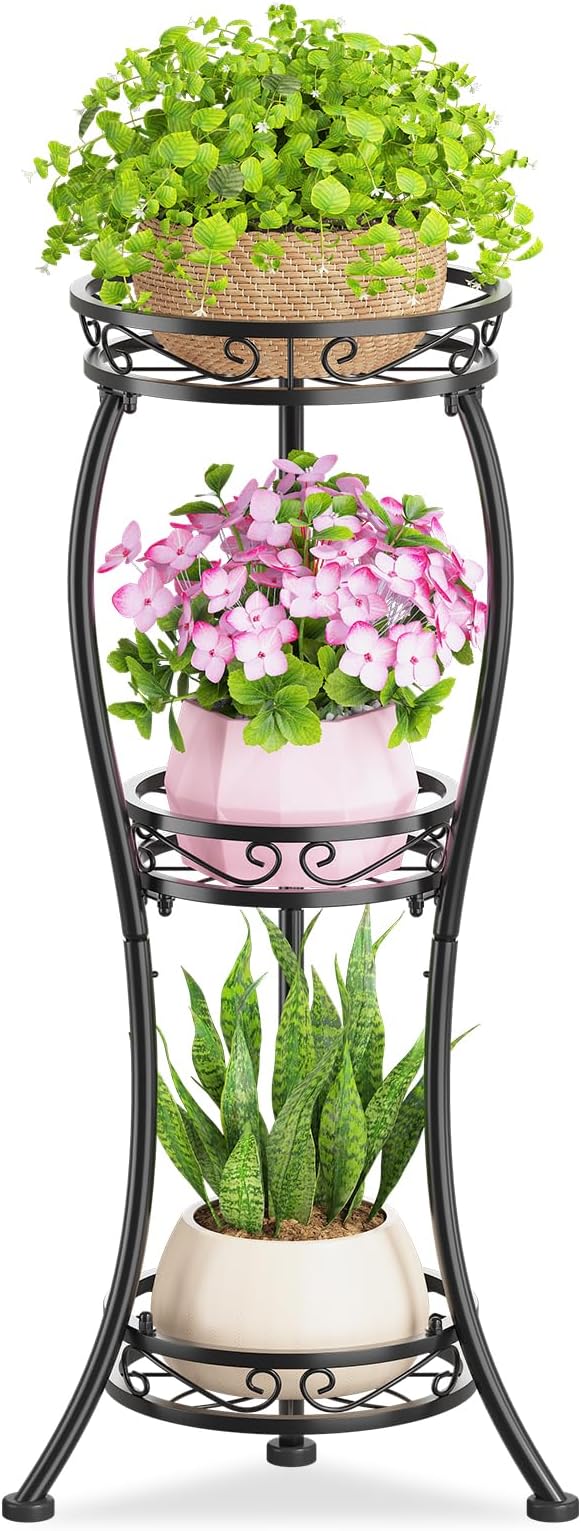 KMOTASUO 3 Tier Tall Metal Plant Stand, 33 Inch Plant Stands Indoor Outdoor by KMOTASUO