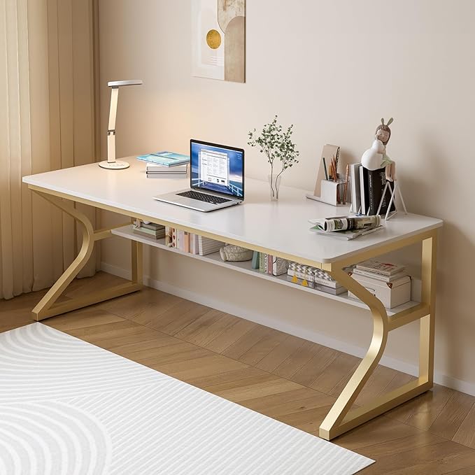 Extra Long Desk with Bookshelf by OSCHF