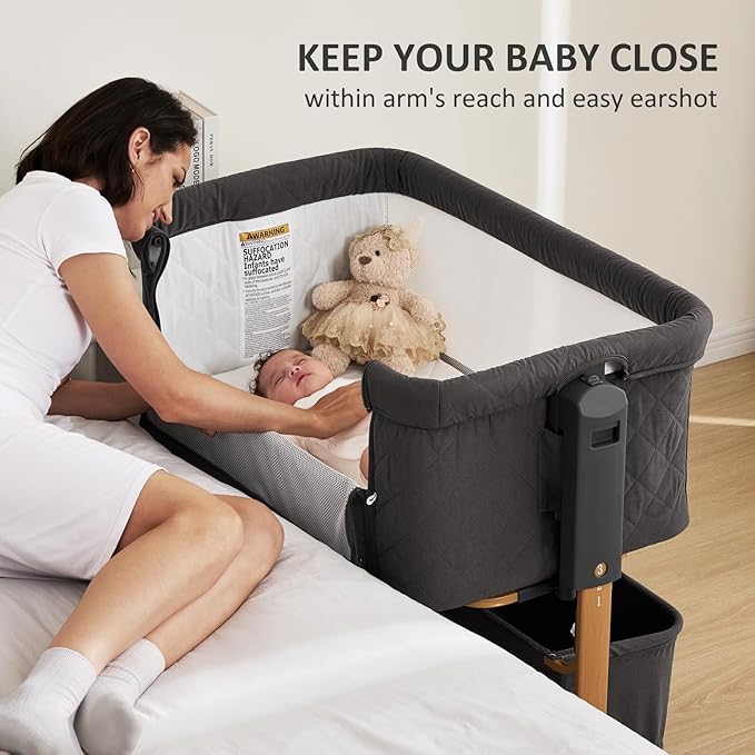 3 in 1 Baby Bassinet, Rocking Bassinet, Bedside Bassinet, 6-Height Adjustable - Image 2