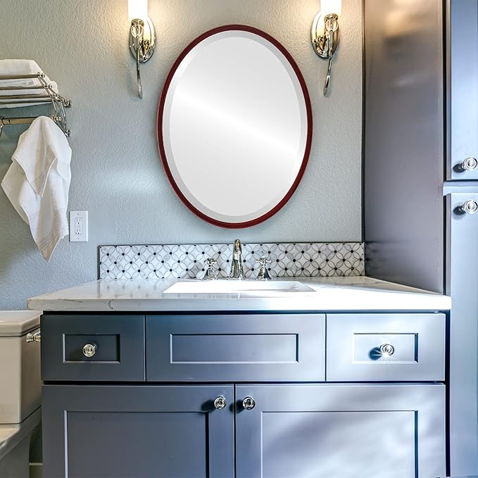 OVALCREST - Oval Wooden Beveled Wall Mirror - Image 3