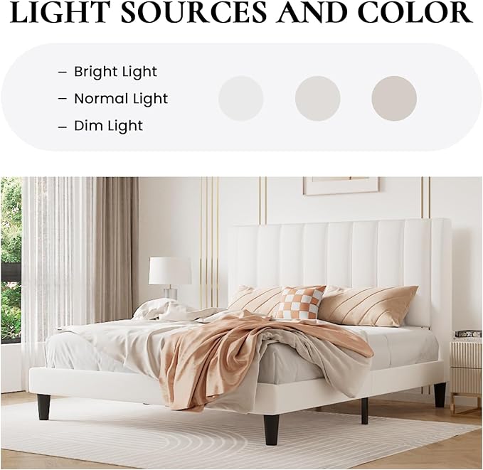 SHA CERLIN Twin Bed Frame/Velvet Upholstered Platform Bed Frame - Image 5