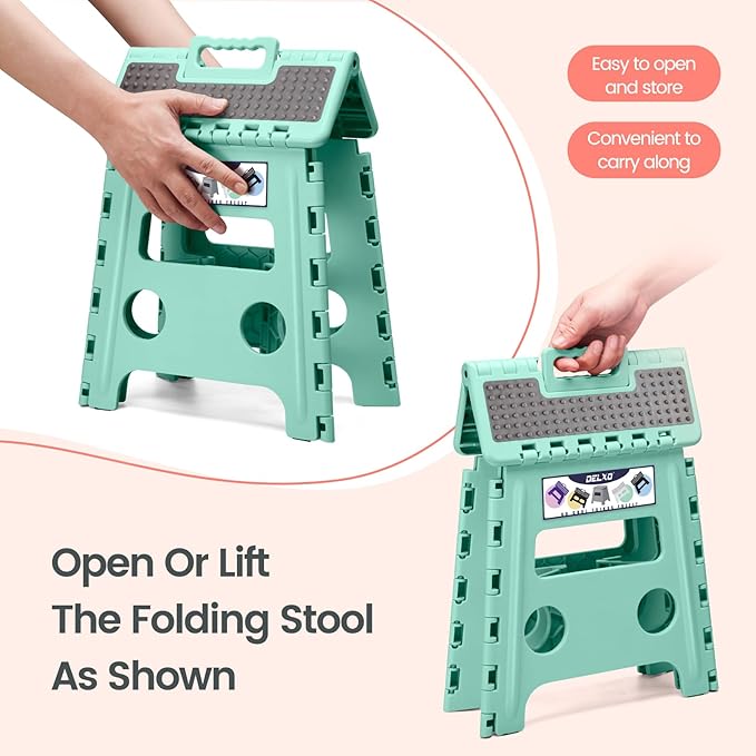 Delxo Folding Step Stool 13 Inch Non-Slip Foldable Stools Up to 300 LBS Kitchen - Image 8