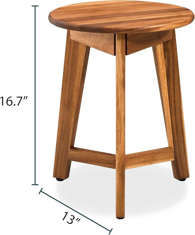 Round Side Table – Solid Acacia Wood End Table - Image 3