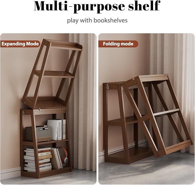 Soild Wood Ladder Book Case Organizer, Modern Display Bookshelf Wood Frame - Image 3