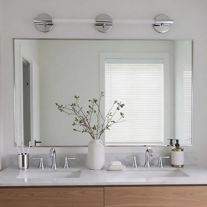 24x40 Inch Nickel Bathroom Mirror - Image 4