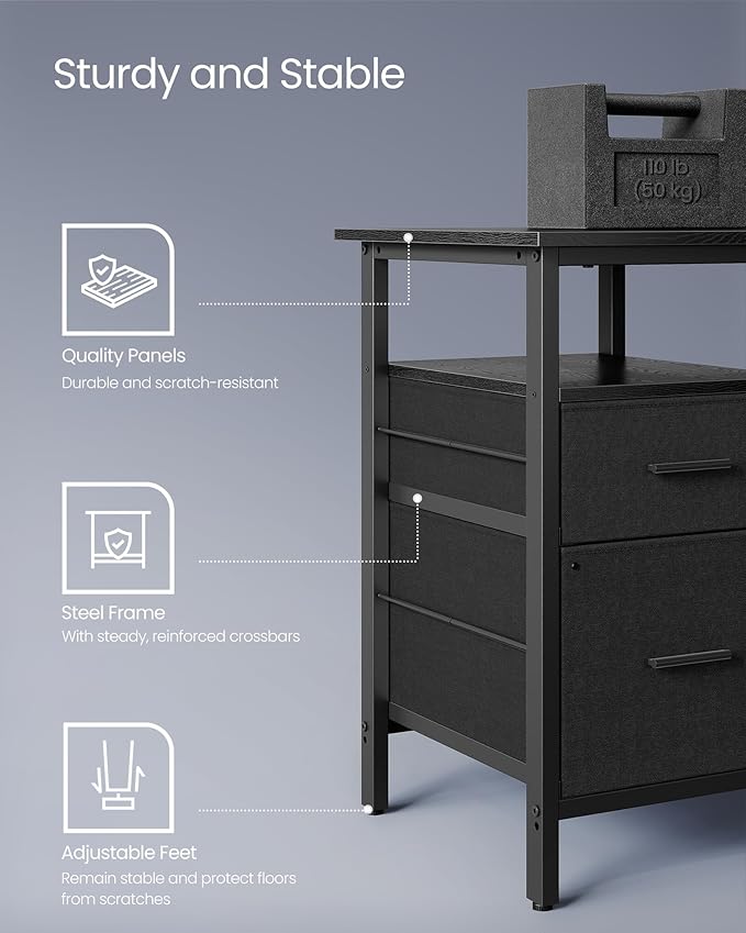VASAGLE L-Shaped Desk with Power Outlets, Computer Desk with Monitor Stand - Image 8