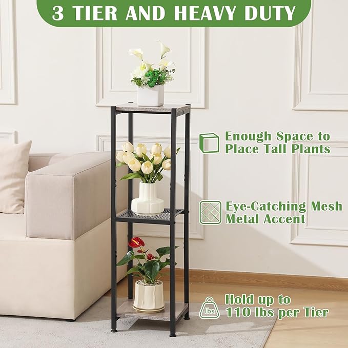 Extra Tall Plant Stand Indoor, 40 Inch Plant Stands, 3 Tier Metal Plant Stand - Image 4