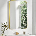 Matte Gold Mirror, 16x20 Inch Brushed Gold Mirror, Aluminum Alloy Framed Vanity by CLBA