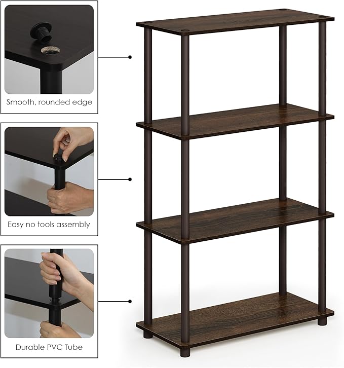 Furinno Turn-N-Tube 4-Tier Multipurpose Shelf Display Rack, Round Tubes - Image 6