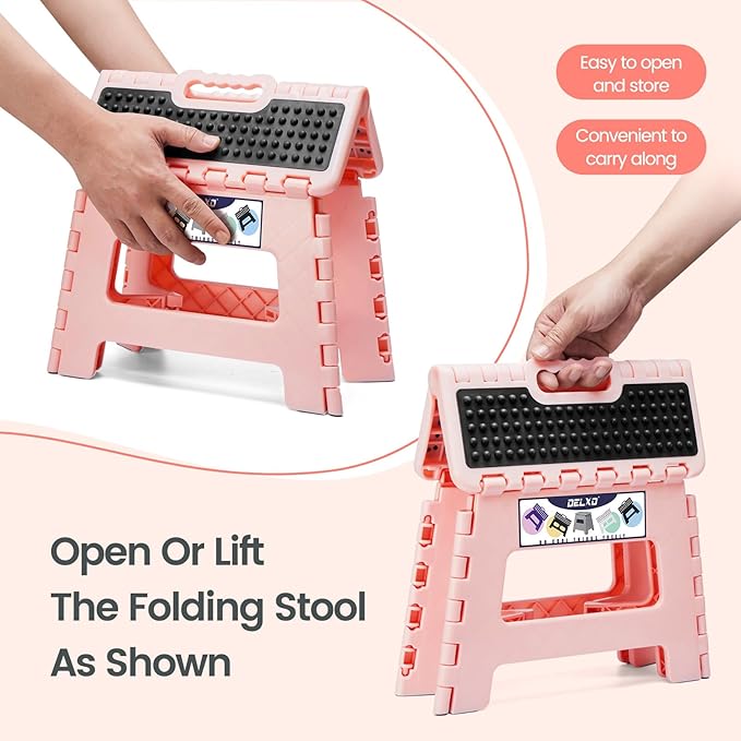 Delxo Folding Step Stool 9 Inch, Non-Slip Foldable Stools Up to 300 LBS - Image 5