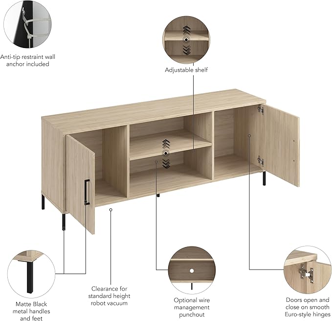Bush Furniture Essence 58W TV Stand | Large Media Console Cabinet - Image 4