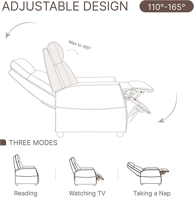 Recliner Chair for Adults PU Leather Push Back Armchair - Image 4