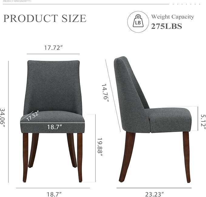 COLAMY Upholstered Dining Chairs Set of 2, Mid Century Modern Kitchen Chairs - Image 2