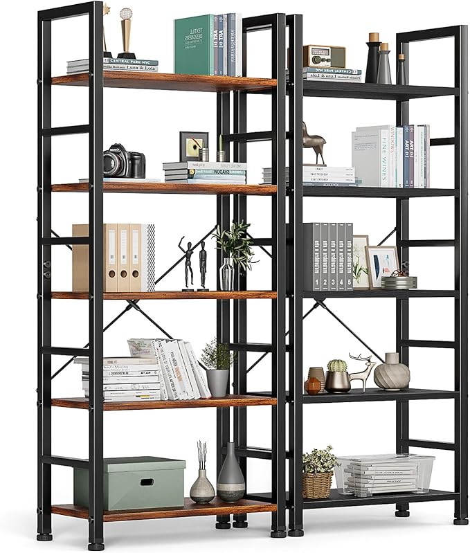 DUMOS 5-Tier Book Shelf Tall Modern Bookcase Set of 2 by DumosLifestyle