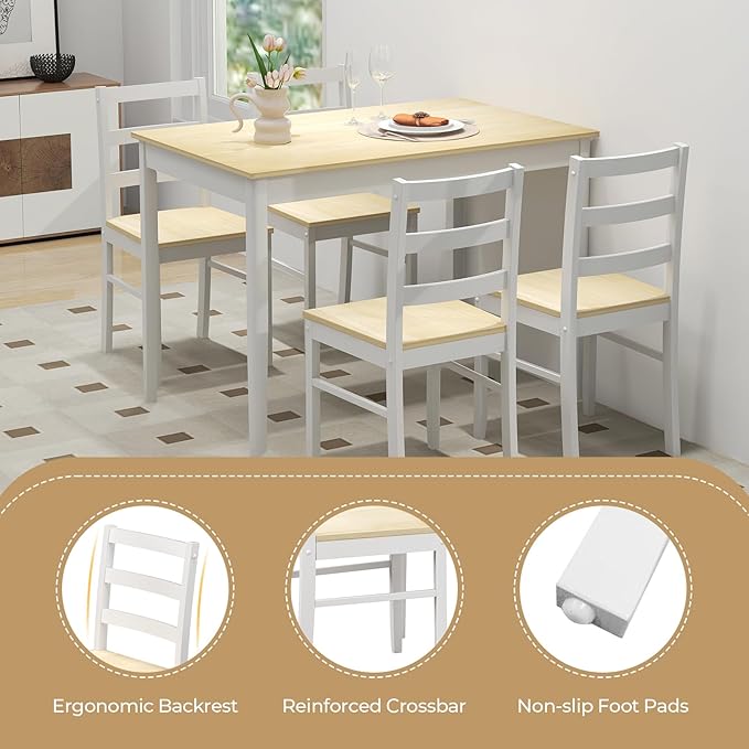 Giantex Dining Table Set for 4, Dining Room Table Set for 4, Breakfast Nook - Image 4