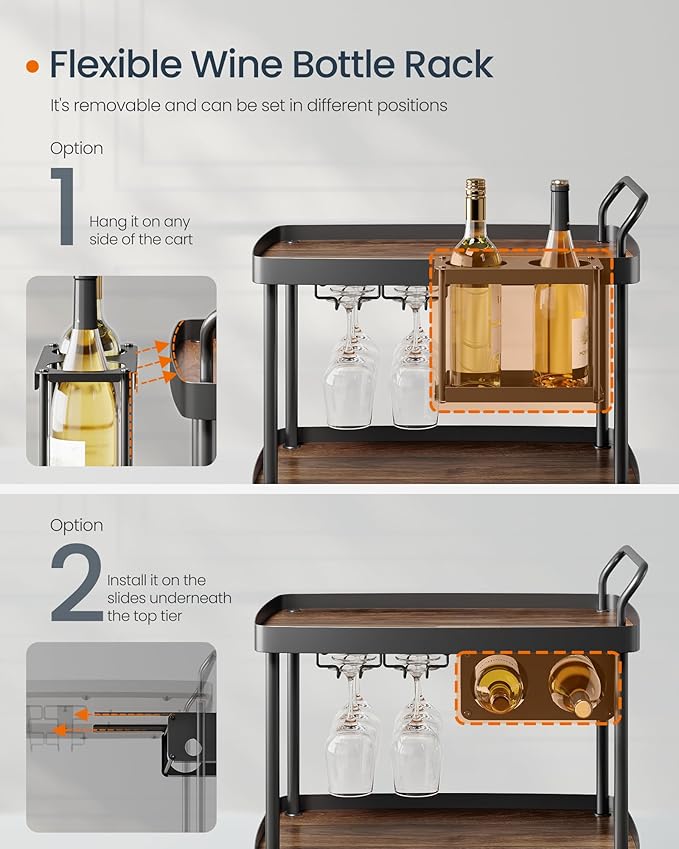 SONGMICS HOME Bar Cart, Home Bar Serving Cart - Image 4
