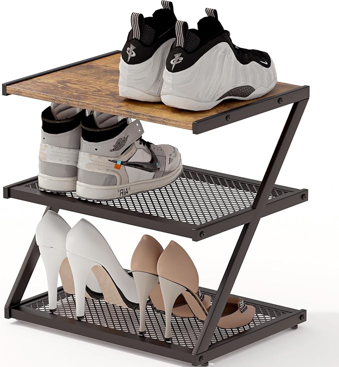 Shoe Rack, Z-Frame Wooden Shoe Shelf by BWOORACKU