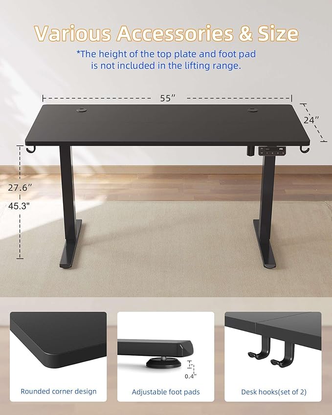 YIHAYO Electric Standing Desk, 55 x 24 Inches Stand Up Desk - Image 2