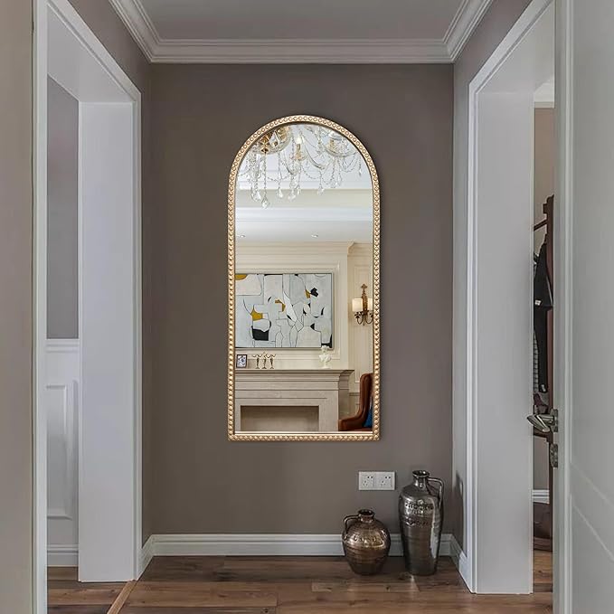 Gold Arched Mirror, Decorative Accent Mirror - Image 3
