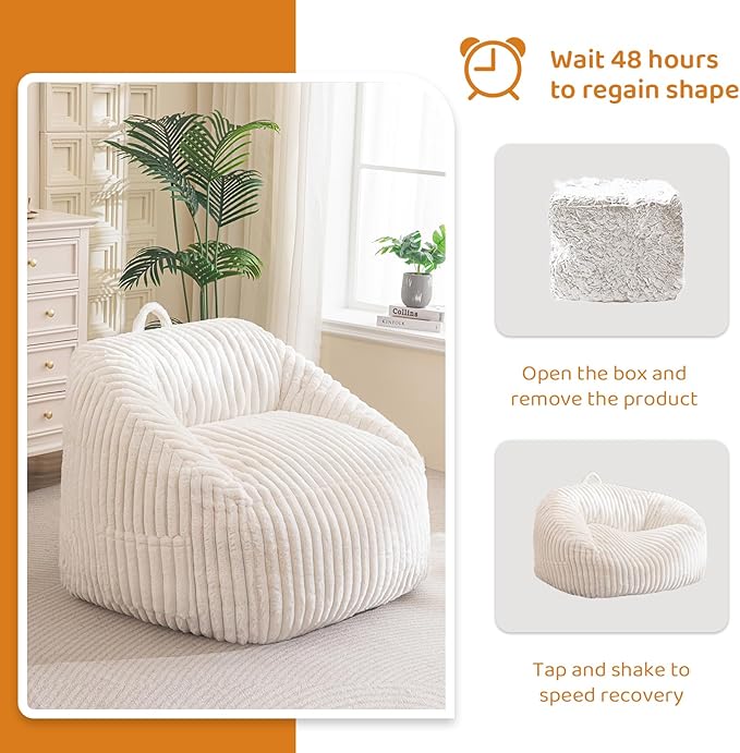 BYBYME Giant Bean Bag Chair for Adults and Kids, Large Comfy Cozy Beanbag - Image 7