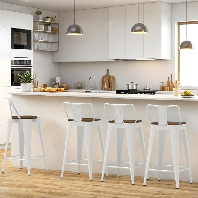 24 Inch Swivel Bar Stools Set of 4, Counter Height Bar Stools by Homvinax