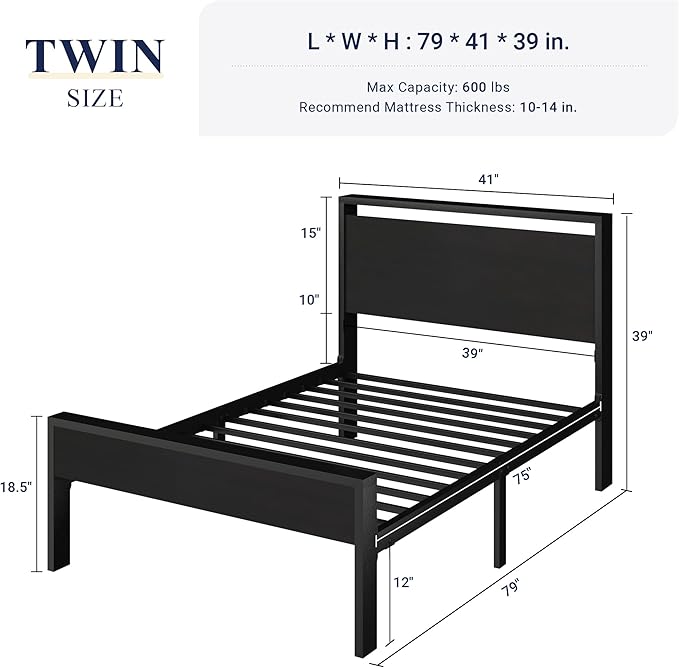Allewie Twin Size Platform Bed Frame - Image 2