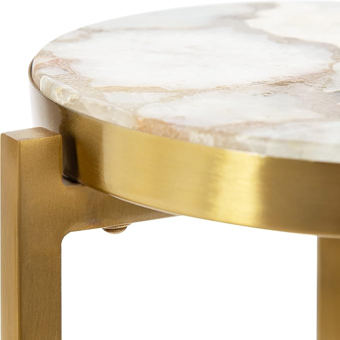 Kate and Laurel Aguilar Modern Drink Table; 9 x 9 x 23; Natural Stone and Gold; - Image 7