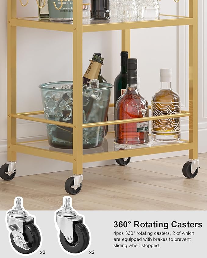 TUTOTAK Bar Cart, Home Bar Serving Cart - Image 6