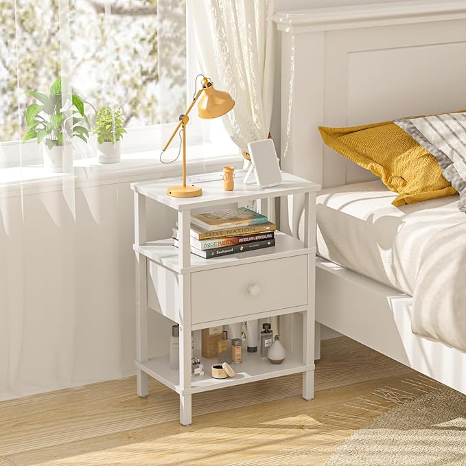 Lerliuo Nightstand with Charging Station and USB Ports, 3-Tier Storage End - Image 7